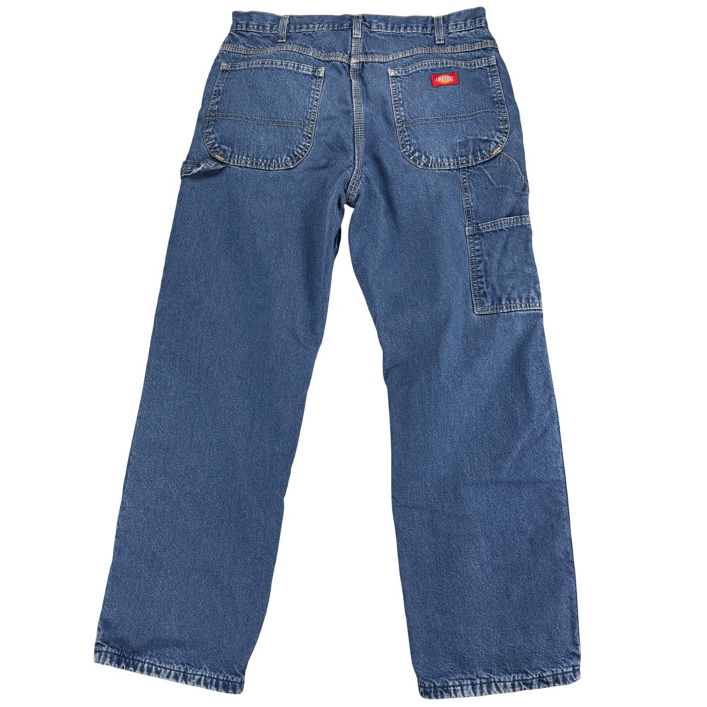 Dickies Mens Flannel Lined Carpenter Jeans Blue Denim Work Pants 32x27.5 Y2K